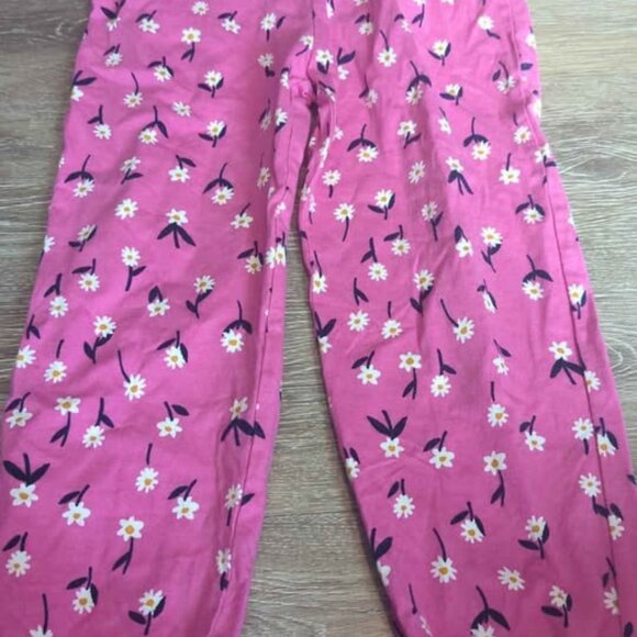Hanna Andersson Pink Floral Pant Romper EUC Girls Sleeveless Jumpsuit Size 6/7 - Picture 5 of 6